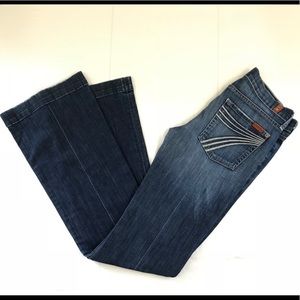 7 For All Mankind DOJO White Stitch Wide Flare Leg